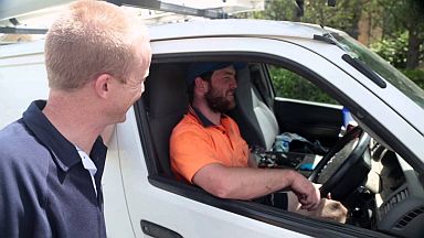 Mike is on his truck ready to help with any plumbing issue